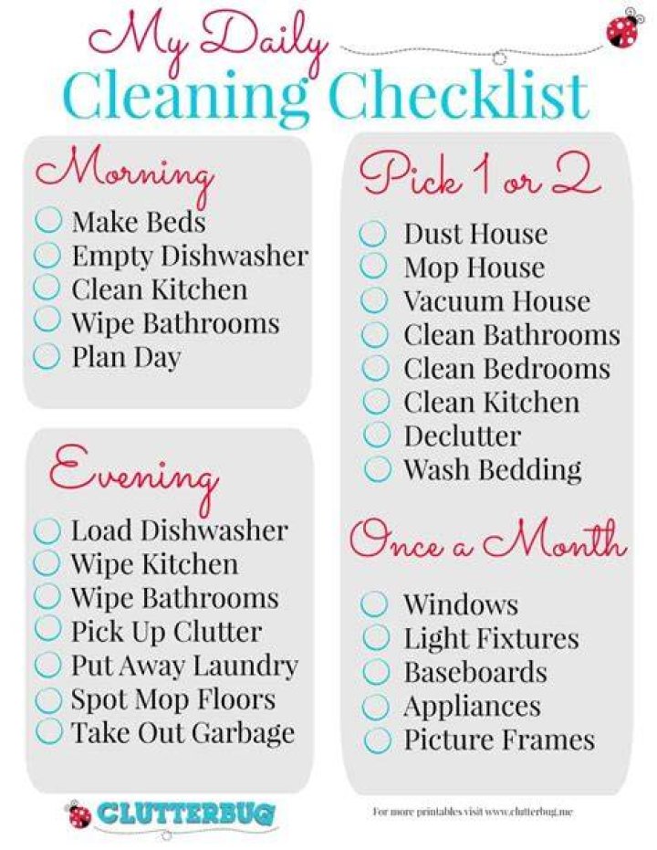 daily cleaning checklist