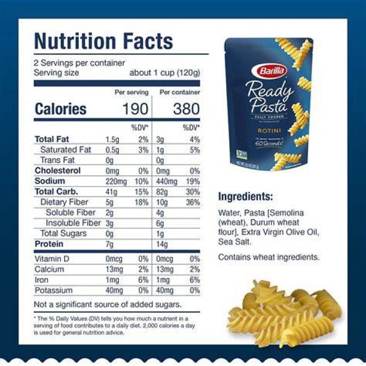 pasta nutrition facts